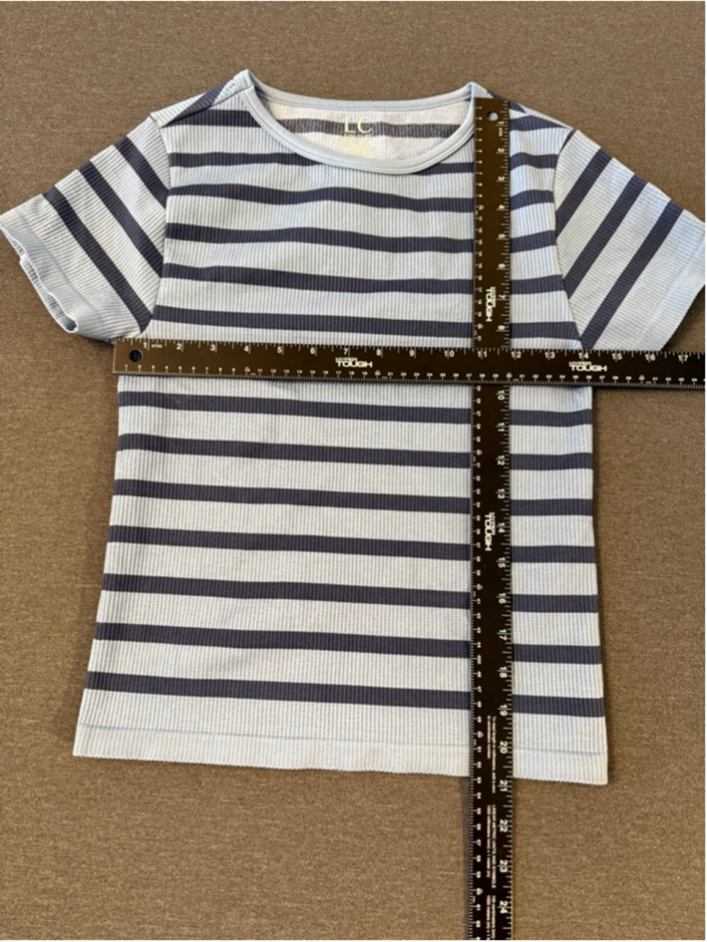 blue striped knit pullover top LC Couture S/M - Picture 4 of 6